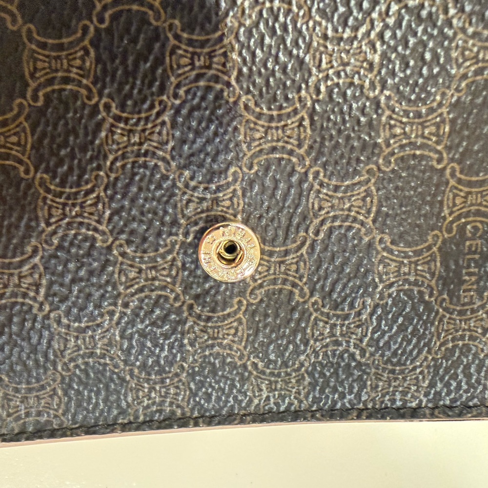 Very good Celine Triomphe Macadam Vintage Canvas Leather Wallet Bifold Compact - Picture 10 of 12